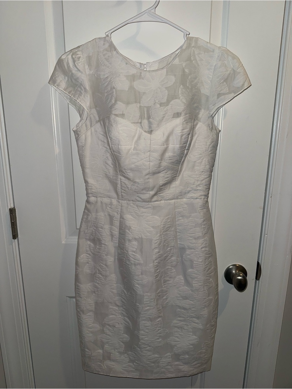 Milly Carolina Dress White Sheath With Cap Sleeves